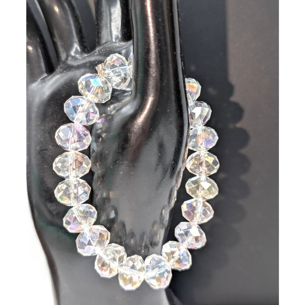 Faceted AB Crystal Beaded Stretch Bracelet